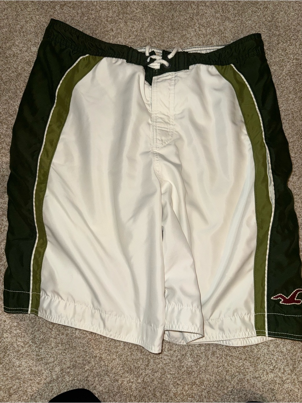 Vintage Hollister  Swim Shorts Trunks Mens Large White Green L